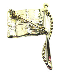 Signed Dodds Patriotic Clear, Red, and Blue Rhinestone Flag Pin - Back - Thumbnail