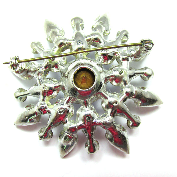 Striking Mid-Century 1950s Diamante Floral Eye-Catching Statement Pin - BackStriking Mid-Century 1950s Diamante Floral Eye-Catching Statement Pin - Back