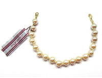 Signed 1980s Vintage Marvella Classic Hand Knotted Pearl Bracelet - Front - Thumbnail