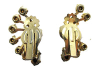 Vintage 1950s Pink Rhinestone and Gold-Toned Clip-On Earrings - Back - Thumbnail