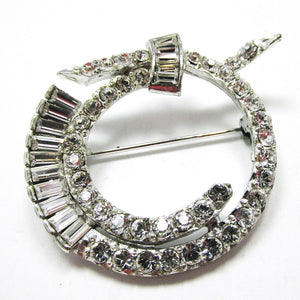 Desirable Vintage Signed Pell 1950s Designer Diamante Circular Pin - Front