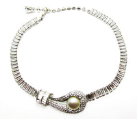 Jomaz Vintage 1940s Magnificent Clear Rhinestone Silver Necklace - Front - Thumbnail
