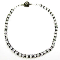 Vintage 1960s Clear Rhinestone and Crystal Bead Necklace - Front - Thumbnail