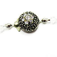 Vintage 1960s Clear Rhinestone and Crystal Bead Necklace - Closure - Thumbnail