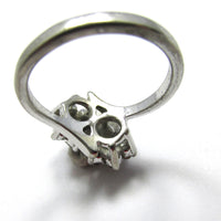 Vintage 1960s Dainty Contemporary Diamante Floral Fashion Ring - Back - Thumbnail