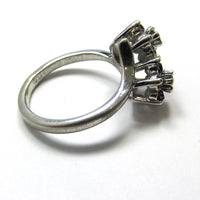 Vintage 1960s Dainty Contemporary Diamante Floral Fashion Ring - Side - Thumbnail