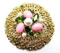 Sarah Coventry 1960s Vintage Book Piece Rhinestone Pin and Earrings - Pin - Thumbnail
