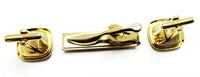 Vintage 1960s Men's Distinctive Mid-Century Tie Bar and Cufflinks - Back - Thumbnail