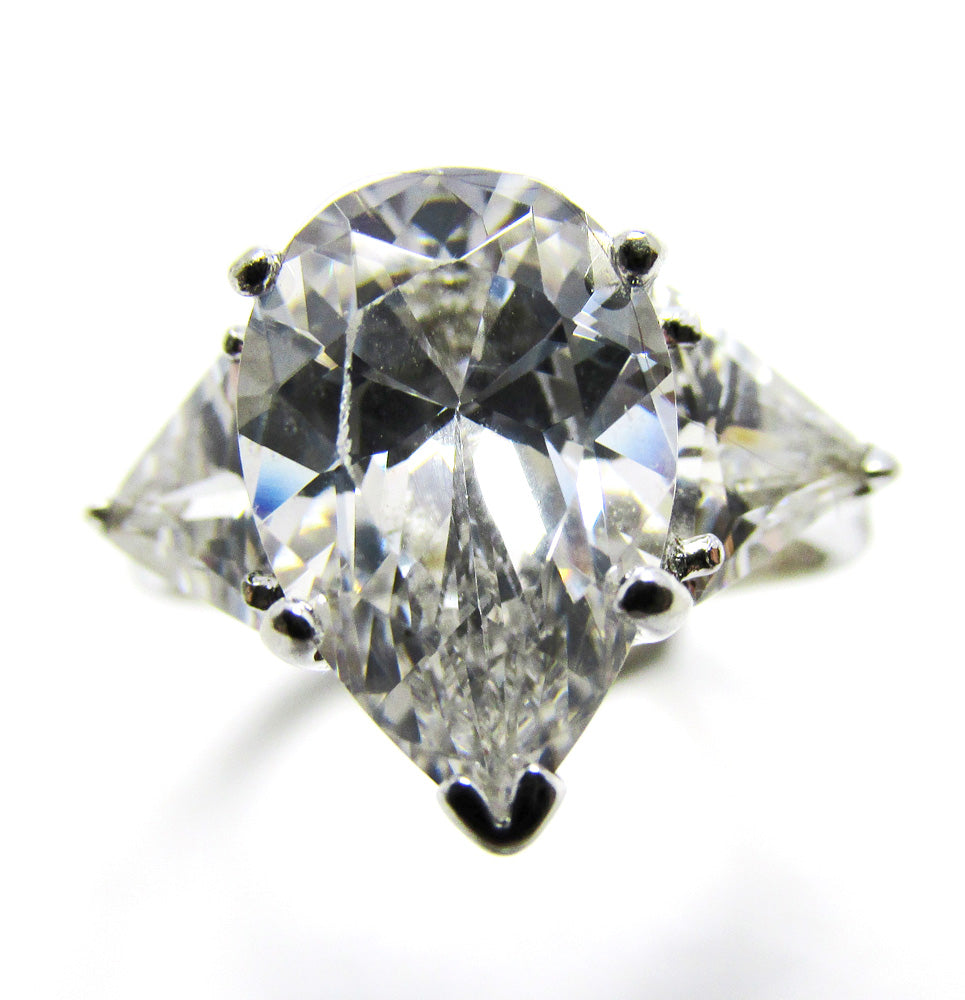 1970s Vintage Cubic Zirconia and Sterling Fashion Ring - Front