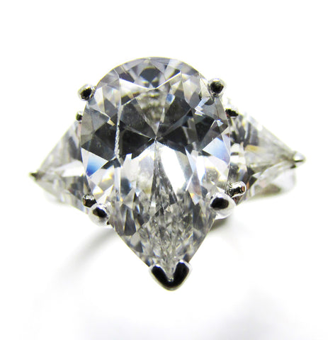 1970s Vintage Cubic Zirconia and Sterling Fashion Ring - Front