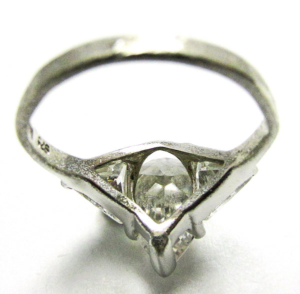 1970s Vintage Cubic Zirconia and Sterling Fashion Ring - Back