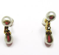 Signed Van Dell 1940s Gold Filled Pearl Necklace and Earrings Set - Earrings - Thumbnail
