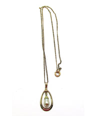 Signed Van Dell 1940s Gold Filled Pearl Necklace and Earrings Set - Necklace Front - Thumbnail