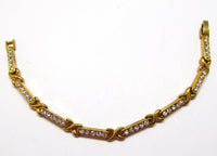 1980s Preston & York Vintage Diamante Link Bracelet and Earrings - Bracelet Front - Thumbnail