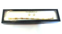 1980s Preston & York Vintage Diamante Link Bracelet and Earrings - Original Box - Thumbnail