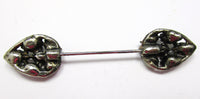 Mid-Century 1950s Collectible Topaz and AB Rhinestone Jabot Pin - Back - Thumbnail