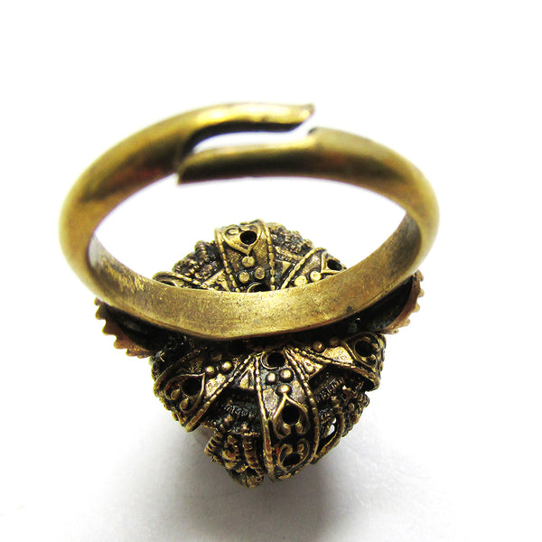 Vintage 1930s Czechoslovakian Topaz Diamante Fashion Ring - Back