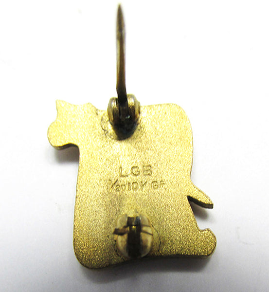 Vintage 1960s Mid-Century Gold Filled Quill and Scroll Lapel/Hat Pin - Back