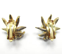 Vintage 1960s Three-Dimensional Pearl and Diamante Floral Earrings - Back - Thumbnail