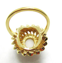 Vintage 1970s Contemporary Style Pearl and Rhinestone Gold-Filled Ring