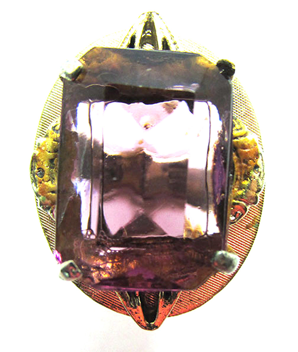 Signed Rare Whiting & Davis Vintage 1950s Purple Rhinestone Ring