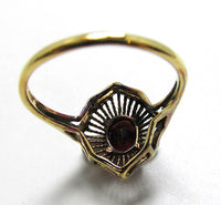 Vintage 1970s Contemporary Style Garnet and Sterling Vermeil Ring