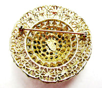 Karu Arke Vintage 1950s Clear Rhinestone Gold Dome Pin - Back - Thumbnail