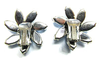 Weiss Vintage 1950s Sapphire Blue Rhinestone Floral Earrings - Back - Thumbnail