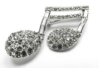 Vintage 1950s Mid-Century Clear Rhinestone Musical Note Pin - Front - Thumbnail