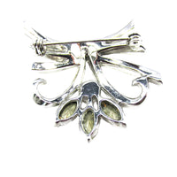 Vintage 1950s Exquisite Clear Rhinestone and Silver Tone Floral Brooch - Back - Thumbnail