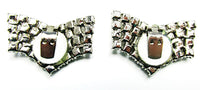 Signed Bluette Vintage 1950 Geometric Rhinestone Shoe Clips  Back - Thumbnail