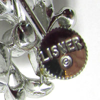 Vintage 1950s  Lisner Clear Rhinestone Silver Floral Earrings - Signature - Thumbnail