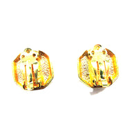 Signed Swarovski Vintage 1970s Geometric Rhinestone Earrings - Back  - Thumbnail