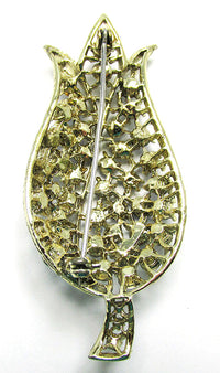 Vintage 1950s Mid-Century Sapphire Blue Rhinestone Floral Pin - Back - Thumbnail