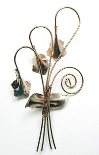 Exceptional Vintage 1940s Mid-Century Pearl Floral Bouquet Pin - Back - Thumbnail