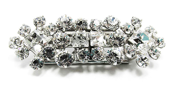 1930s Vintage Art Deco Geometric Clear Rhinestone Duette - Front