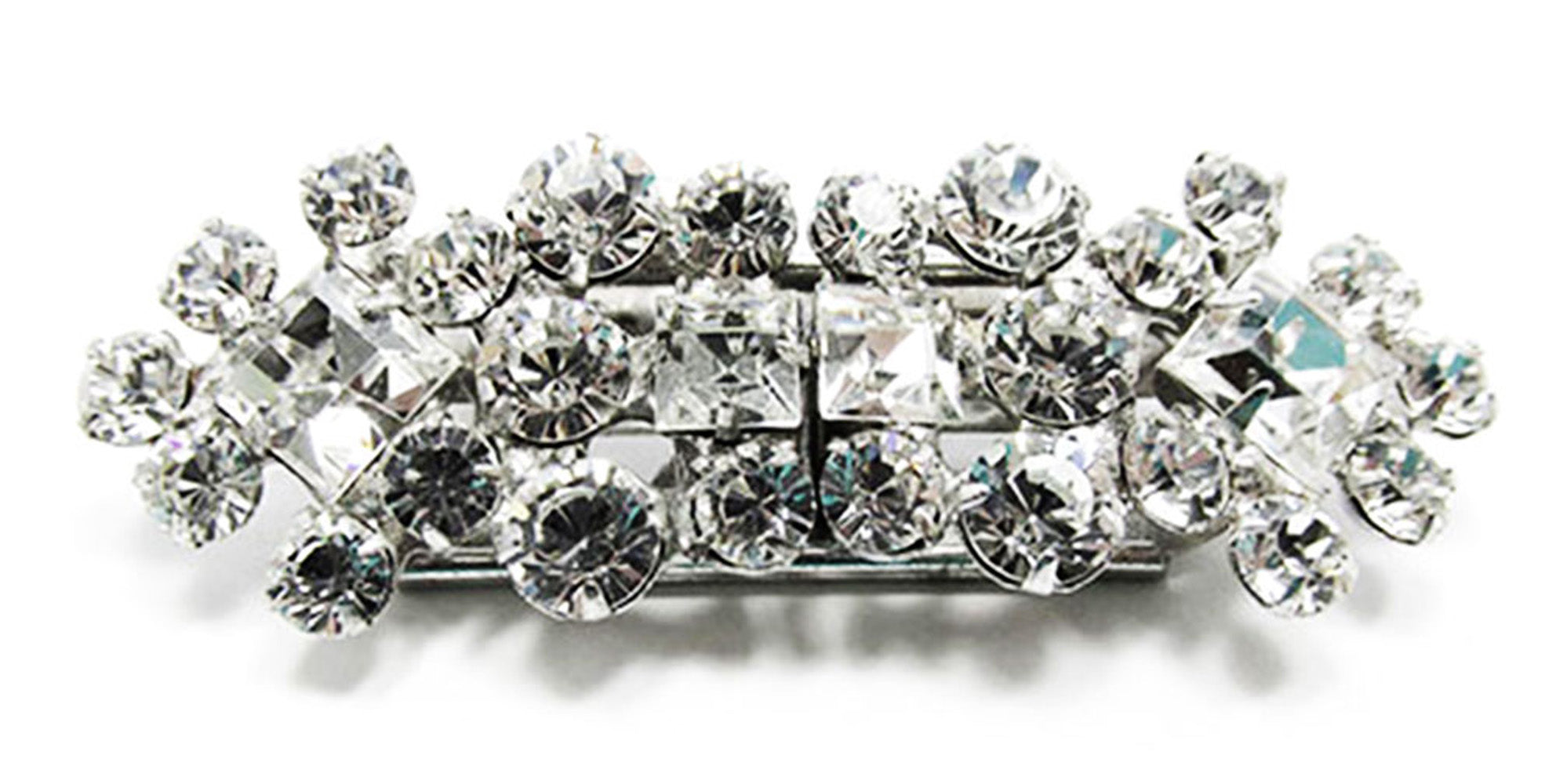1930s Vintage Art Deco Geometric Clear Rhinestone Duette
