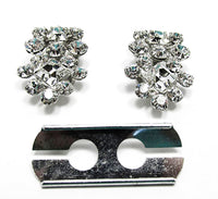 1930s Vintage Art Deco Geometric Clear Rhinestone Duette