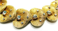 Vintage 1950s Eye-Catching Mid-Century Rhinestone Leaf Bracelet - Close Up - Thumbnail