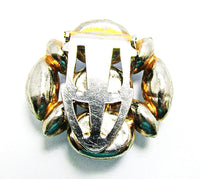Vintage 1940s Mid-Century Blue Moonstone Cabochon Dress Clip - Back - Thumbnail