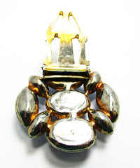 Vintage 1940s Mid-Century Blue Moonstone Cabochon Dress Clip - Back - Thumbnail