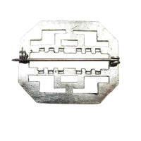 Vintage 1930s Art Deco Style Clear Rhinestone and Silver Pin - Back - Thumbnail