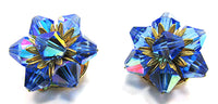 Sparkling Vintage 1960s Mid-Century Sapphire Blue Crystal Earrings - Front - Thumbnail