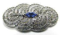 Vintage 1950s Mid-Century Rhinestone and Silver Toned Swirl Pin  Front - Thumbnail