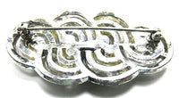 Vintage 1950s Mid-Century Rhinestone and Silver Toned Swirl Pin - Back - Thumbnail