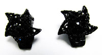 Vintage 1950s Striking Black Rhinestone Floral Pin and Earrings - Earrings - Thumbnail