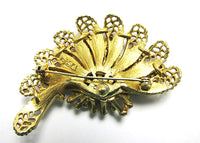 Signed BSK Vintage 1950s Avant-garde Rhinestone Floral Pin - Back - Thumbnail