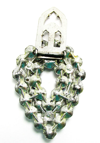 1930s Vintage Art Deco Multicolored Rhinestone Pot Metal Dress Clip - Back