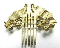 Vintage 1960s Mid-Century Contemporary Style Pearl and Gold Hair Comb - Back - Thumbnail