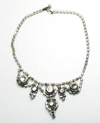 Vintage 1950s Gorgeous Sapphire Blue Rhinestone Necklace - Back - Thumbnail